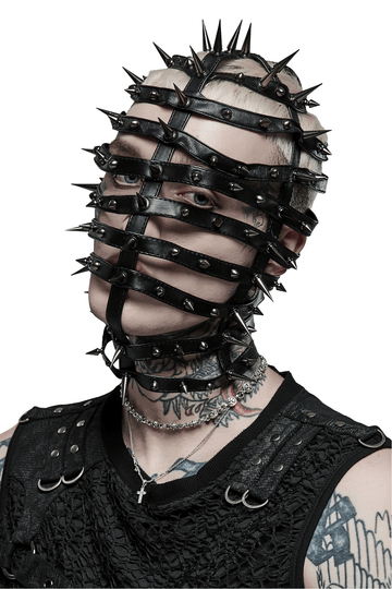 Stylish Adjustable Drawstring Spiked PU Headgear